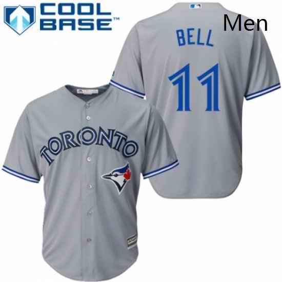 Mens Majestic Toronto Blue Jays 11 George Bell Replica Grey Road MLB Jersey